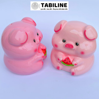 Heo đất ống tiết kiệm tiền lỗ tròn heo dưa hấu size to đẹp LD61 - TABILINE