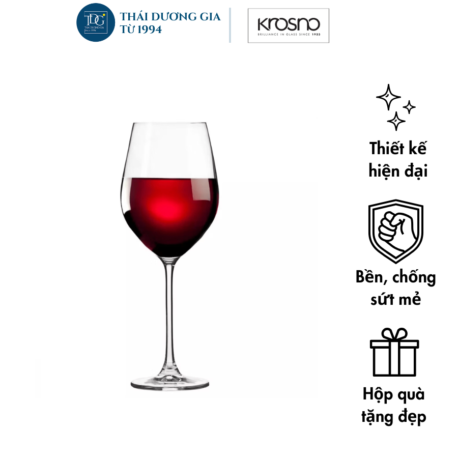 Bộ 6 ly vang đỏ pha lê không chì Splendour 500ml Ba Lan Krosno - 787398 | Thái Dương Gia