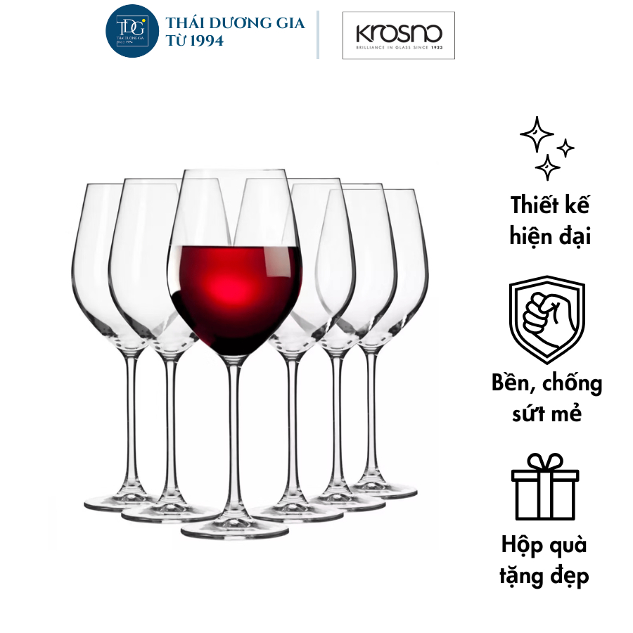 Bộ 6 ly vang đỏ pha lê không chì Splendour 500ml Ba Lan Krosno - 787398 | Thái Dương Gia