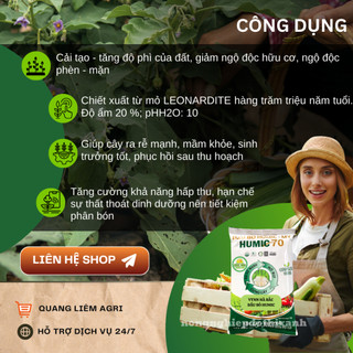 Phân Hữu Cơ Sinh Học Đậm Đặc Humic 70 Đầu Bò, Ra Rễ Mạnh, Nở Bụi, Cứng Cây - Túi 1KG Viên