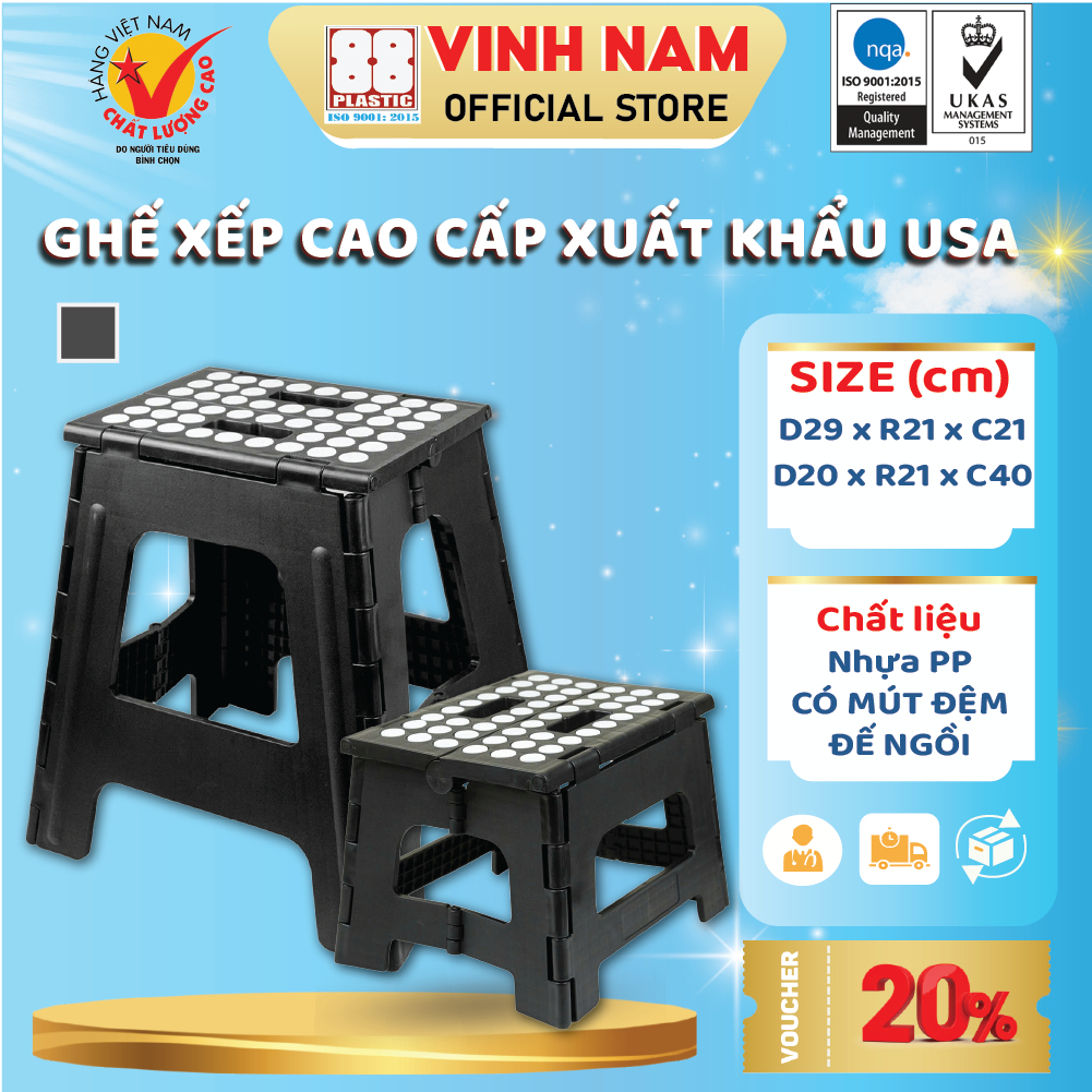 Ghế Xếp Gấp Gọn, Ghế Trà Đá Vinh Nam Plastic, Ghế Nhựa Xếp Xuất Khẩu USA 501-503