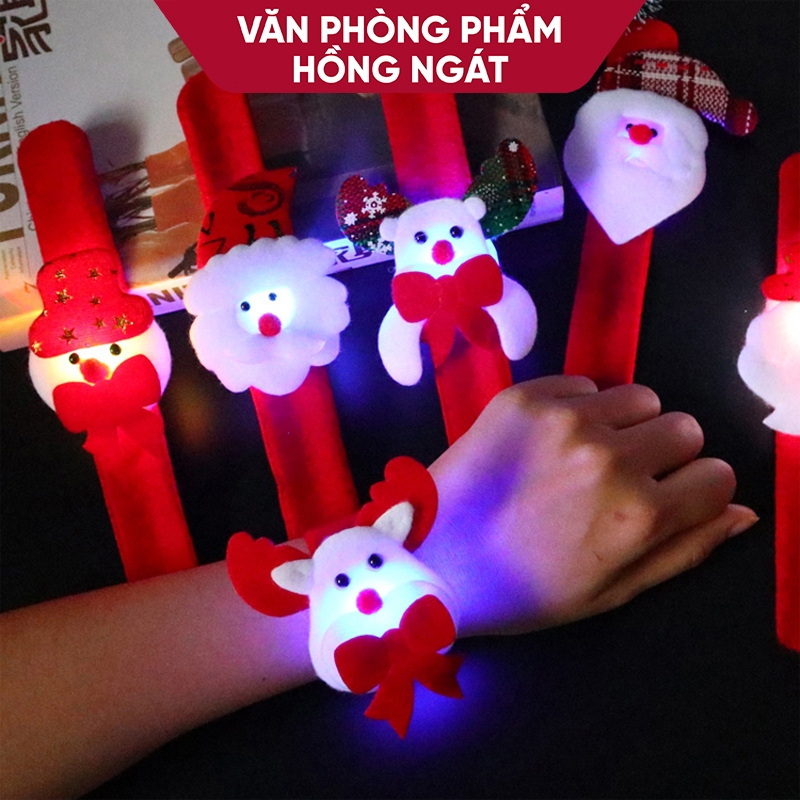 Vòng tay noel Vải Dạ có Đèn Led Phát Sáng, đồ dùng làm quà tặng học sinh trong dịp giáng sinh cho bé N064