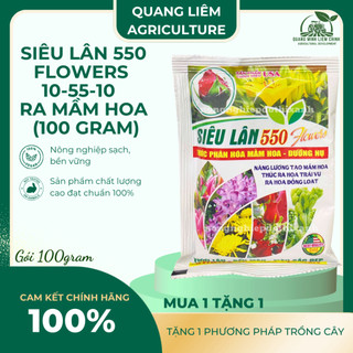 Phân bón lá Siêu lân 550 Flowers 10-55-10, thúc đẩy mầm hoa, dưỡng nụ tươi lâu (100gram)