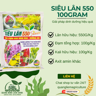 Phân bón lá Siêu lân 550 Flowers 10-55-10, thúc đẩy mầm hoa, dưỡng nụ tươi lâu (100gram)