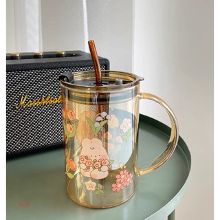 T&T0040 Cốc thuỷ tinh Borosilicate 1000ml hoạ tiết có chia vạch siêu tiện lợi