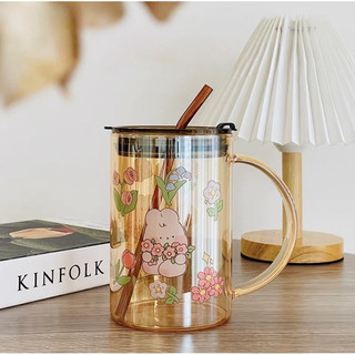 T&T0040 Cốc thuỷ tinh Borosilicate 1000ml hoạ tiết có chia vạch siêu tiện lợi