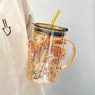T&T0040 Cốc thuỷ tinh Borosilicate 1000ml hoạ tiết có chia vạch siêu tiện lợi