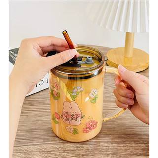 T&T0040 Cốc thuỷ tinh Borosilicate 1000ml hoạ tiết có chia vạch siêu tiện lợi