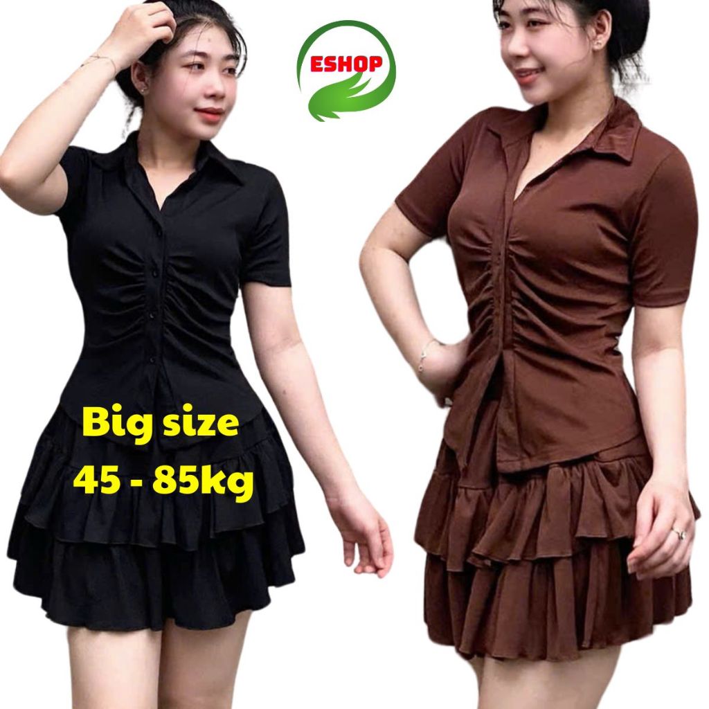Sét Váy Nữ Áo Kiểu Sơ Mi Thiết Kế Set 2 Món Váy 2 Tầng Áo Polo Set Đồ Nữ Đi Chơi Đẹp ESHOP MS291