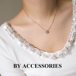 Dây chuyền nữ titan kiểu mì phối mặt hoa cúc nhỏ xinh không gỉ WN24110 BY ACCESSORIES