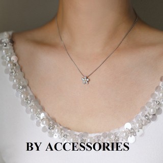 Dây chuyền nữ titan kiểu mì phối mặt hoa cúc nhỏ xinh không gỉ WN24110 BY ACCESSORIES