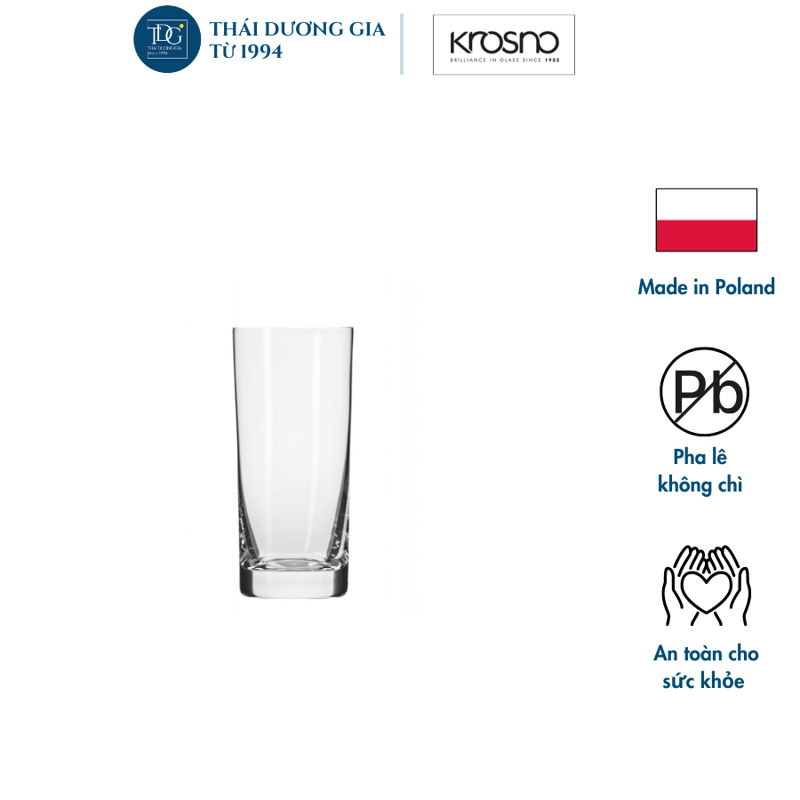 Bộ 6 cốc thủy tinh cao cấp dáng cao cao 350ml Ba Lan Krosno-786124