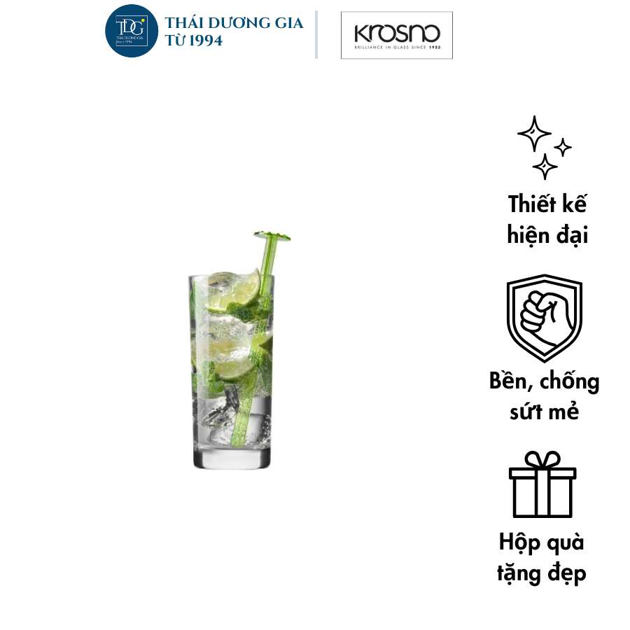Bộ 6 cốc thủy tinh cao cấp dáng cao cao 350ml Ba Lan Krosno-786124