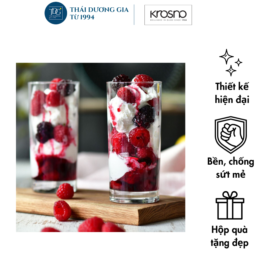 Bộ 6 cốc thủy tinh cao cấp dáng cao cao 350ml Ba Lan Krosno-786124