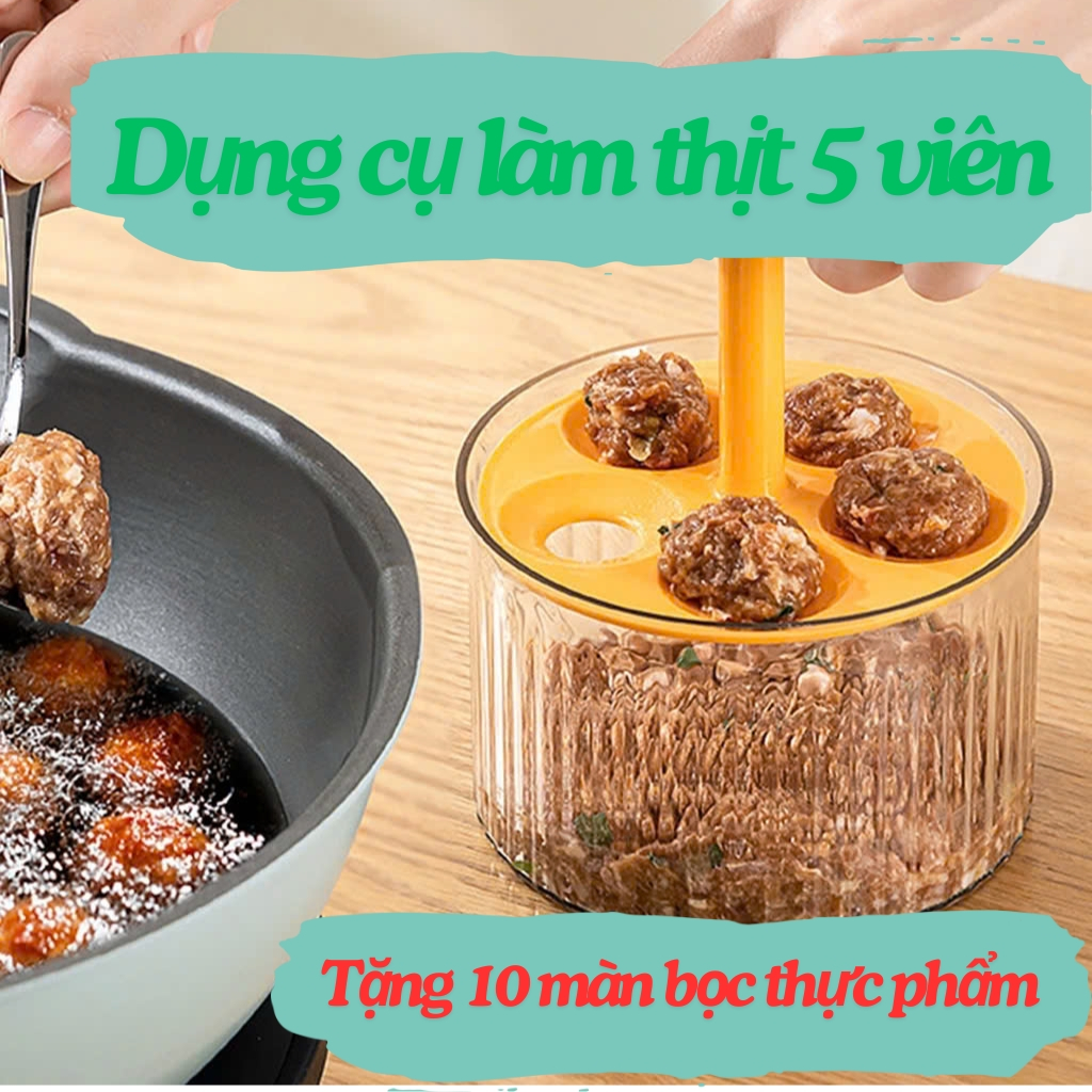 Dụng Cụ Viên Thịt 5 Viên-Khuôn làm Thịt Cá Viên Chiên Thế Hệ Mới