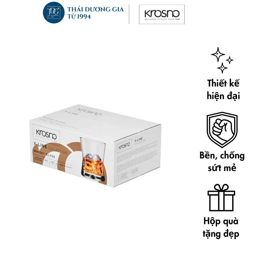 Bộ 6 cốc rượu mạnh 290ml Ba Lan Krosno X-line-87428