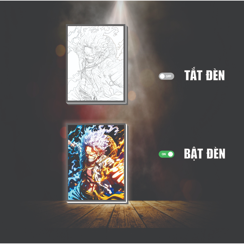 Tranh đèn led 3D đổi màu Luffy - Tranh đèn led 3D ANIME trang trí bàn làm việc, đèn ngủ