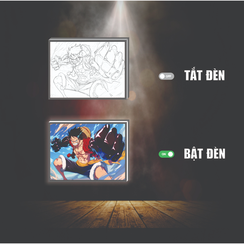 Tranh đèn led 3D đổi màu Luffy - Tranh đèn led 3D ANIME trang trí bàn làm việc, đèn ngủ