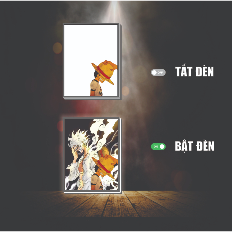 Tranh đèn led 3D đổi màu Luffy - Tranh đèn led 3D ANIME trang trí bàn làm việc, đèn ngủ