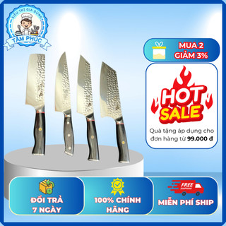 Bộ 4 Dao Thái Thép 3 Lớp Akatsuki Nhật Bản – Dao Làm Bếp Chính Hãng, Siêu Sắc, Siêu Bền!