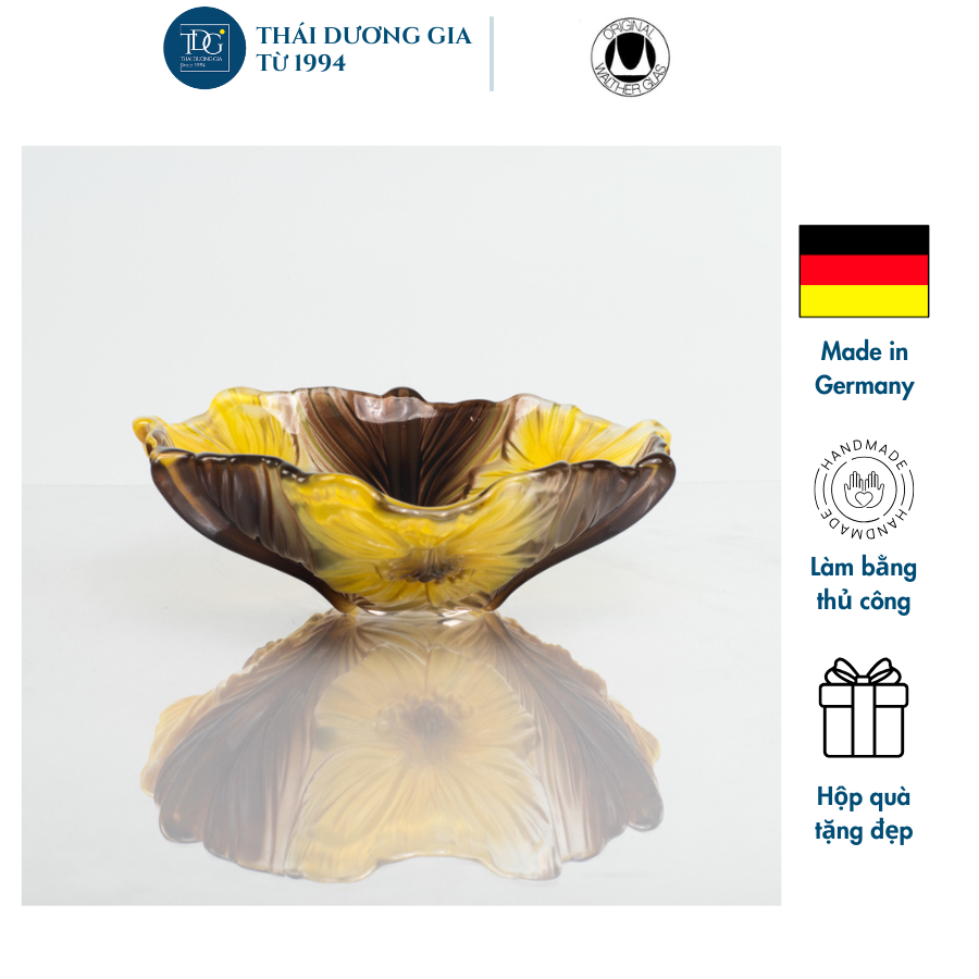 Bát thủy tinh màu vàng thả hoa, đựng hoa quả Walther-Glas: Miranda Sunflower - 1400260