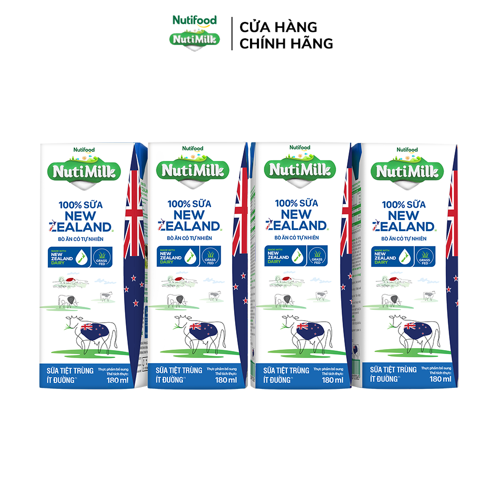 Ảnh Thùng Sữa Tiệt Trùng New Zealand NutiMilk Ít Đường 180ml 3