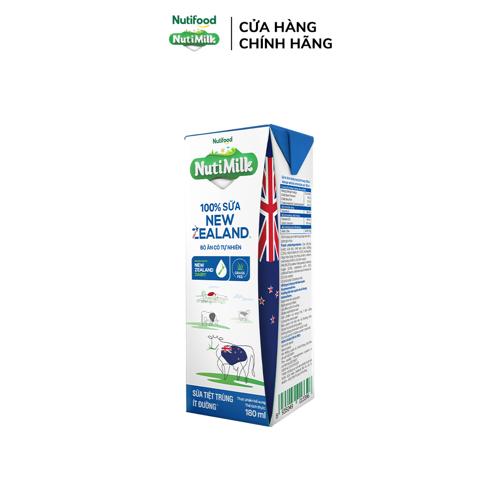 Ảnh Thùng Sữa Tiệt Trùng New Zealand NutiMilk Ít Đường 180ml 2