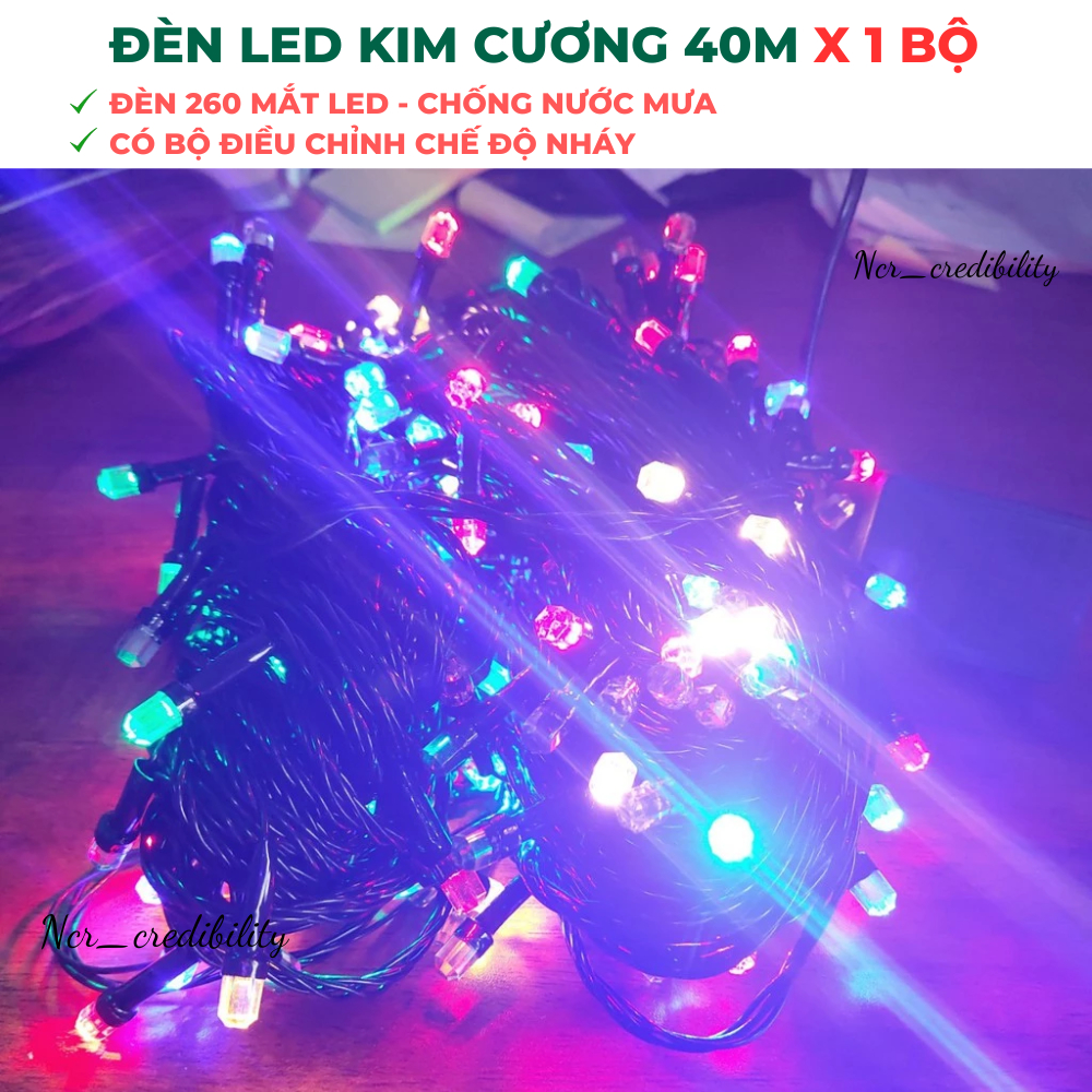 Bộ Đèn Nháy 40m Led Kim Cương, Dây Led 40m 4 Lõi Đồng, 4 Chế Độ Nháy ...