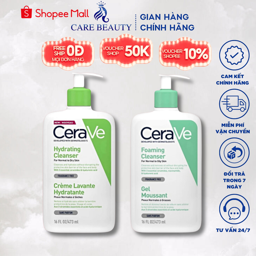 Sữa Rửa Mặt CeraVe Foaming Cleanser 236 - 473ml Chính Hãng Cho Da Dầu ...
