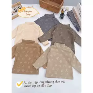 Combo 1-2 Áo giữ nhiệt zíp lông 2 mặt ấm áp cho bé 4-15kg
