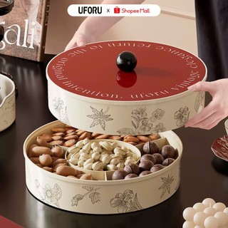Khay Mứt Tròn 4 Ngăn UFORU Đựng Bánh Kẹo Tết Kiểu Dáng Đẹp Chất Liệu Nhựa PET Cao Cấp An Toàn - UFM700