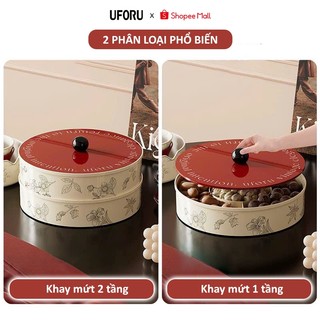 Khay Mứt Tròn 4 Ngăn UFORU Đựng Bánh Kẹo Tết Kiểu Dáng Đẹp Chất Liệu Nhựa PET Cao Cấp An Toàn - UFM700