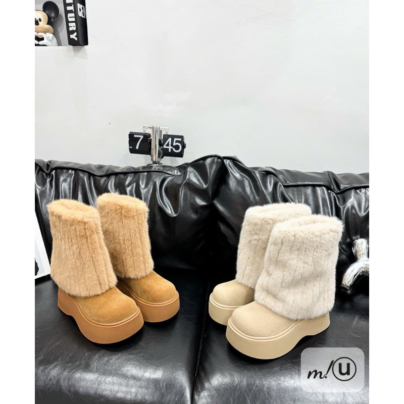 Boot lông gập gấu về phiên bản cổ cao