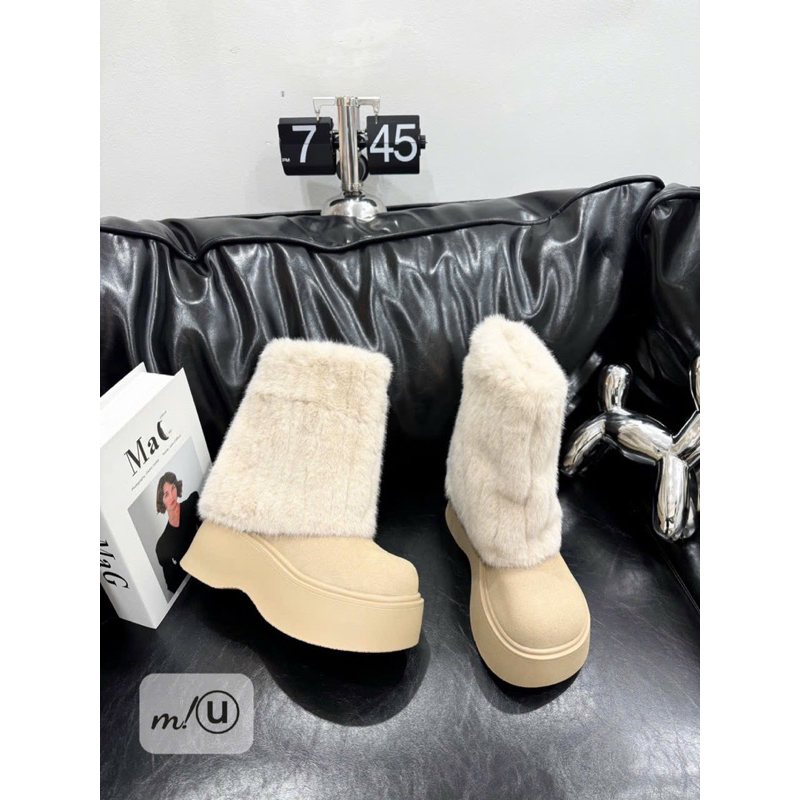 Boot lông gập gấu về phiên bản cổ cao