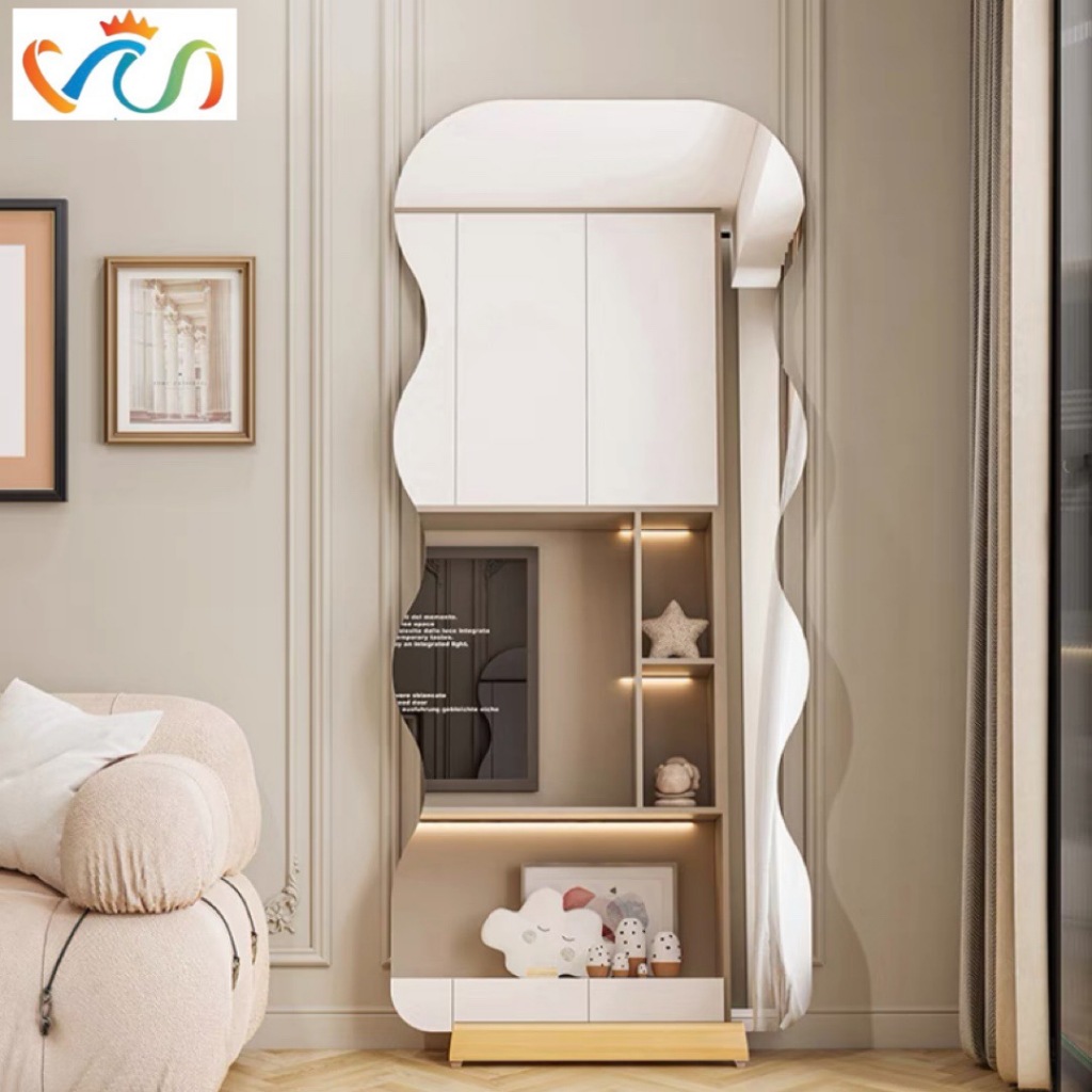 Ảnh Gương toàn thân led cảm ứng cao cấp hình lượn sóng nghệ thuật VUADECOR kích thước 80x180cm (tặng kèm đế gỗ) 2