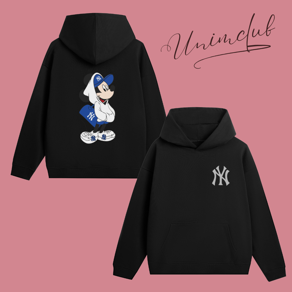 Áo Đôi Hoodie Mickey NY Đeo Túi Nhiều Màu Vải Nỉ Chân Cua Cao Cấp Unim Store-HD08