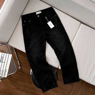 Quần Jeans nam R&G đen cào wash, dáng basic, quần bò nam ống đứng phom dáng trẻ trung