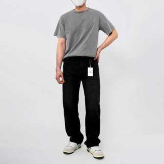 Quần Jeans nam R&G đen cào wash, dáng basic, quần bò nam ống đứng phom dáng trẻ trung