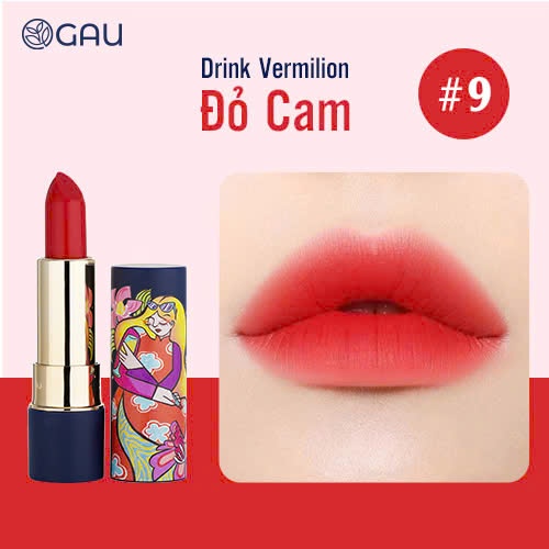 Son Lì Tự Nhiên #9 ĐỎ CAM Chính Hãng Không Chì Lâu Trôi, Căng mọng, An toàn Ăn Được GAU Dạng Thỏi