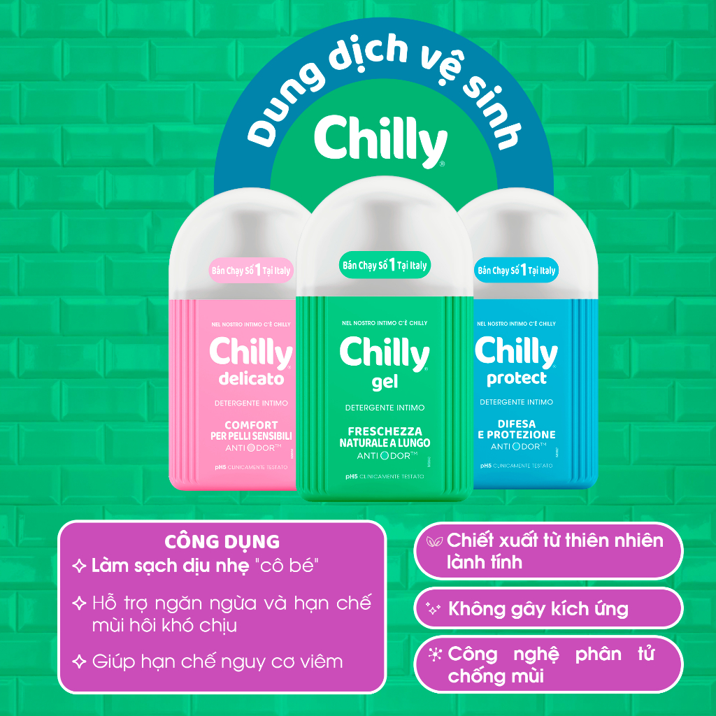 Ảnh Combo 2 Dung dịch vệ sinh phụ nữ Chilly Gel chiết xuất bạc hà se se lạnh, bùng tươi mát chai 200ml 3