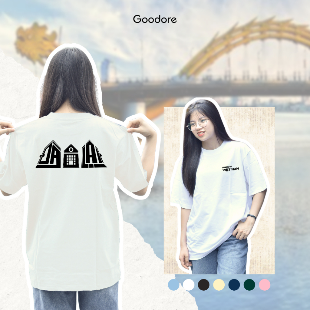 Áo thun Oversize cotton unisex nam nữ Goodore Shape of Vietnam mẫu Đà Lạt  thoáng mát năng động