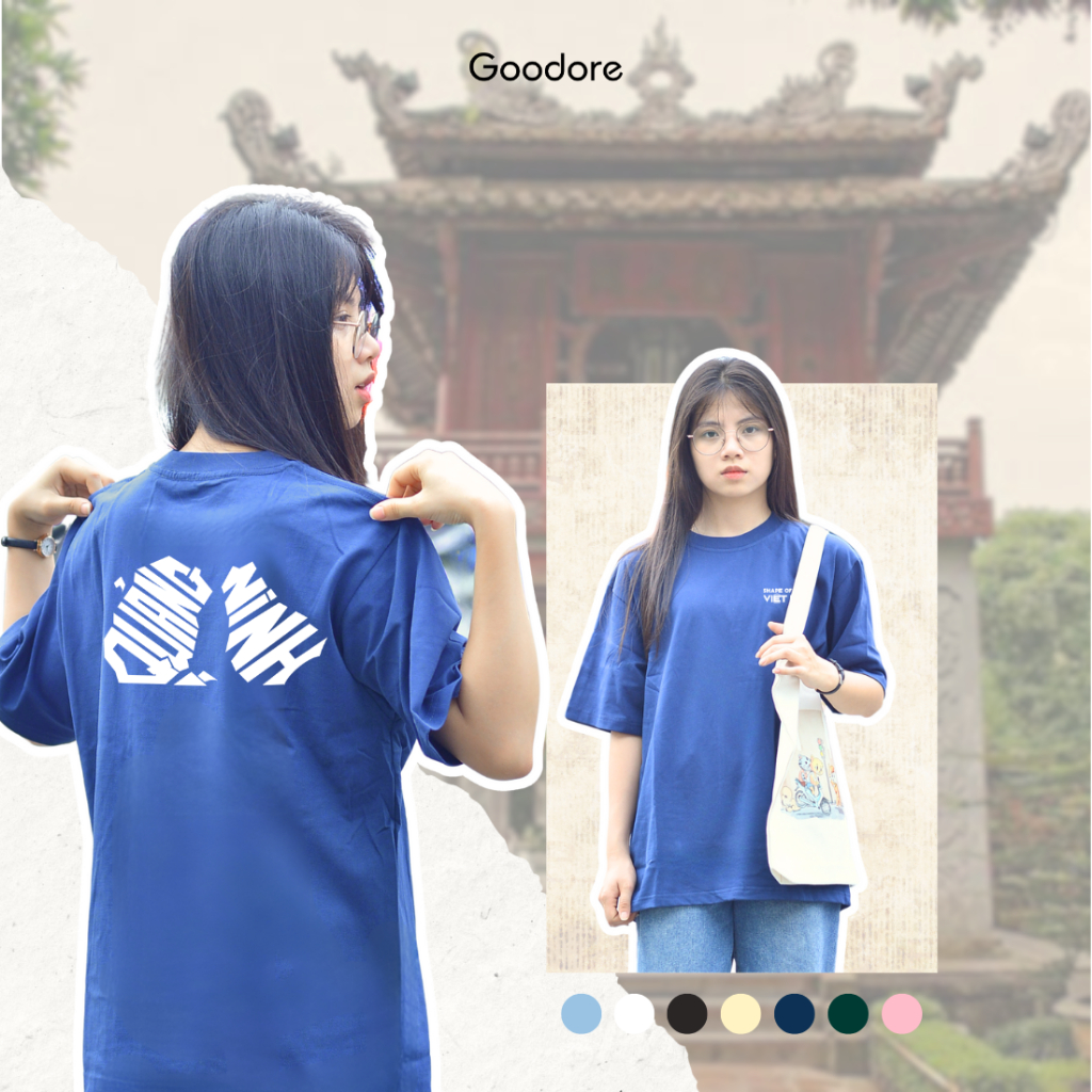 Áo thun Oversize cotton unisex nam nữ Goodore Shape of Vietnam mẫu Quảng Ninh thoáng mát năng động