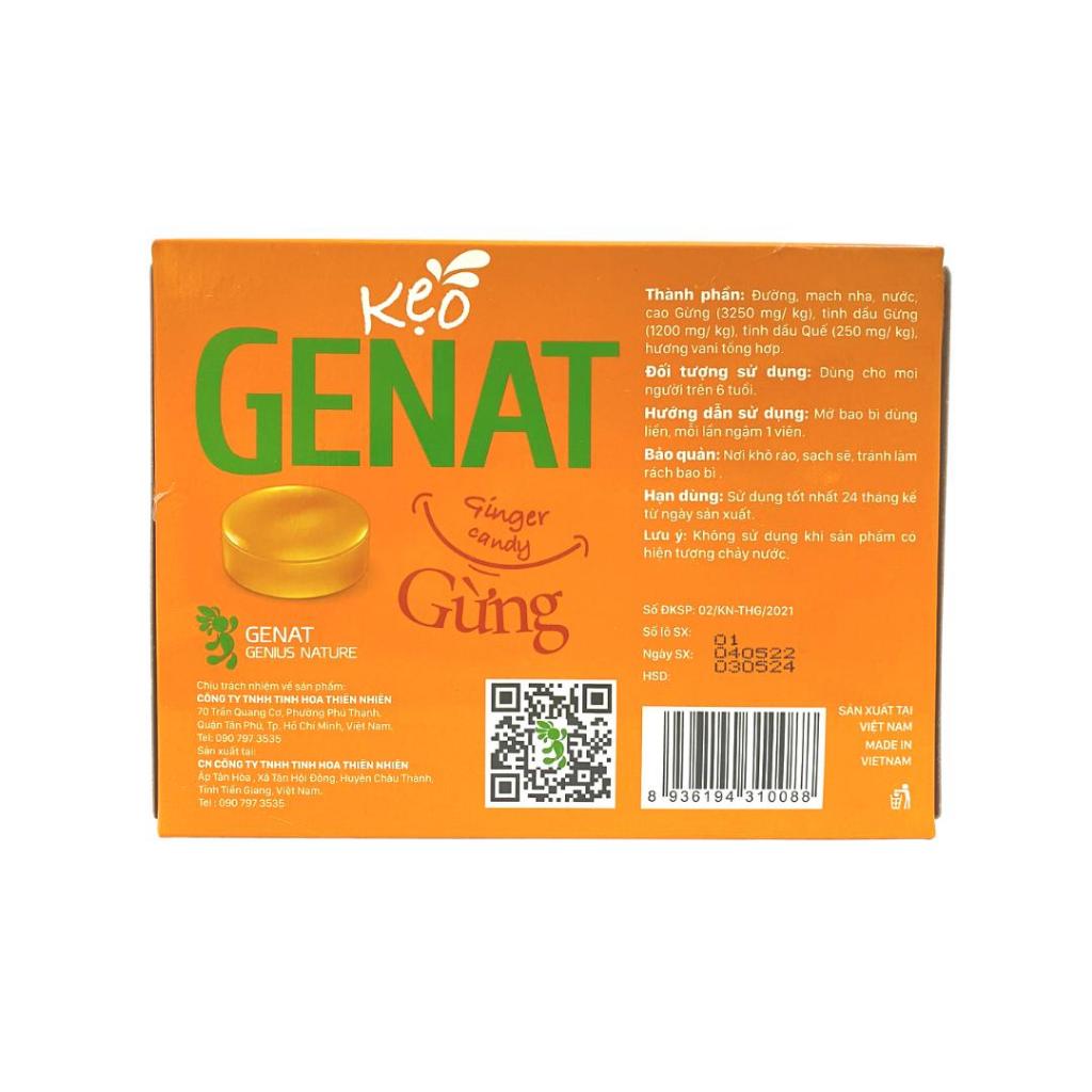 Combo 2 Hộp Kẹo Genat Gừng (Hộp 100 viên) - Genat Snack Ăn Vặt Food Candy kẹo trái cây
