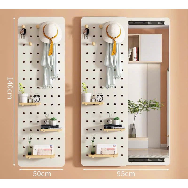 Ảnh Gương cánh trượt thông minh chữ nhật led cảm ứng viền phun cát cao cấp VUADECOR (tặng kệ và núm gỗ) kích thước 95x140 4