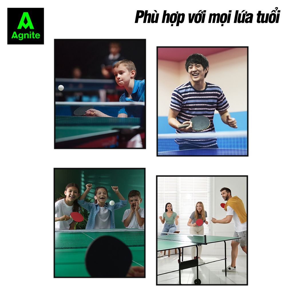 Bộ 2 Vợt Bóng Bàn Agnite Chính Hãng Siêu Nhẹ Mặt Mút Đàn Hồi 5 Lớp Gỗ Dương Cao Cấp Tặng 3 Quả Bóng