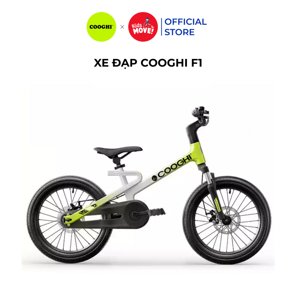 Xe đạp cho bé siêu nhẹ Cooghi F1 phong cách thể thao, khung magie hàng không cao cấp, có bánh phụ