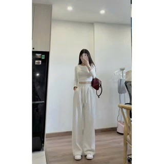 Quần Nỉ Nữ Ống Rộng Hottrend Kèm Dây Rút Chất Nỉ Dầy Dặn Mềm Mại Lưng Chun Co Giãn Lên Form Xinh MA366