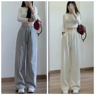 Quần Nỉ Nữ Ống Rộng Hottrend Kèm Dây Rút Chất Nỉ Dầy Dặn Mềm Mại Lưng Chun Co Giãn Lên Form Xinh MA366