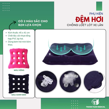 Đệm hơi chống loét lót xe lăn/xe hơi tiện lợi, thoáng khí chống lở loét hiệu quả