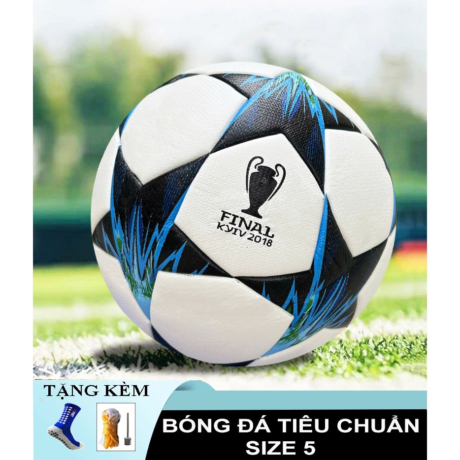Quả Bóng Đá Da Cao Cấp Size 5, size 5 - Bóng Đá Da Đúc UEFA Champions League Cao Cấp - Tặng Kèm kim + lưới